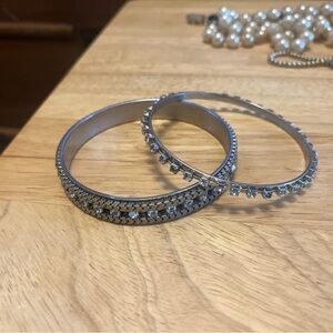 Dazzling Silver Rhinestone Bracelet Set